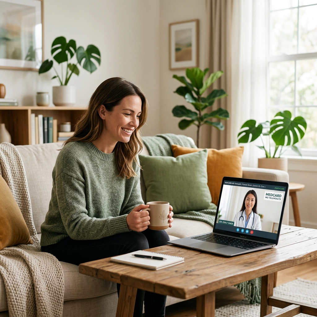 Patient on telehealth visit from home